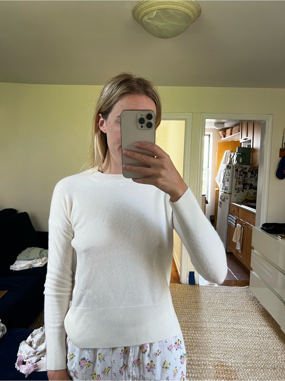 Theory White Cashmere Sweater
